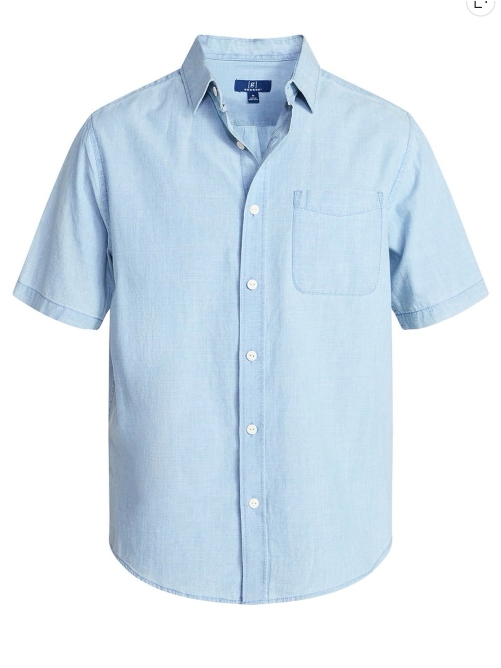 George Light Blue Short-Sleeve Button-Down Shirt